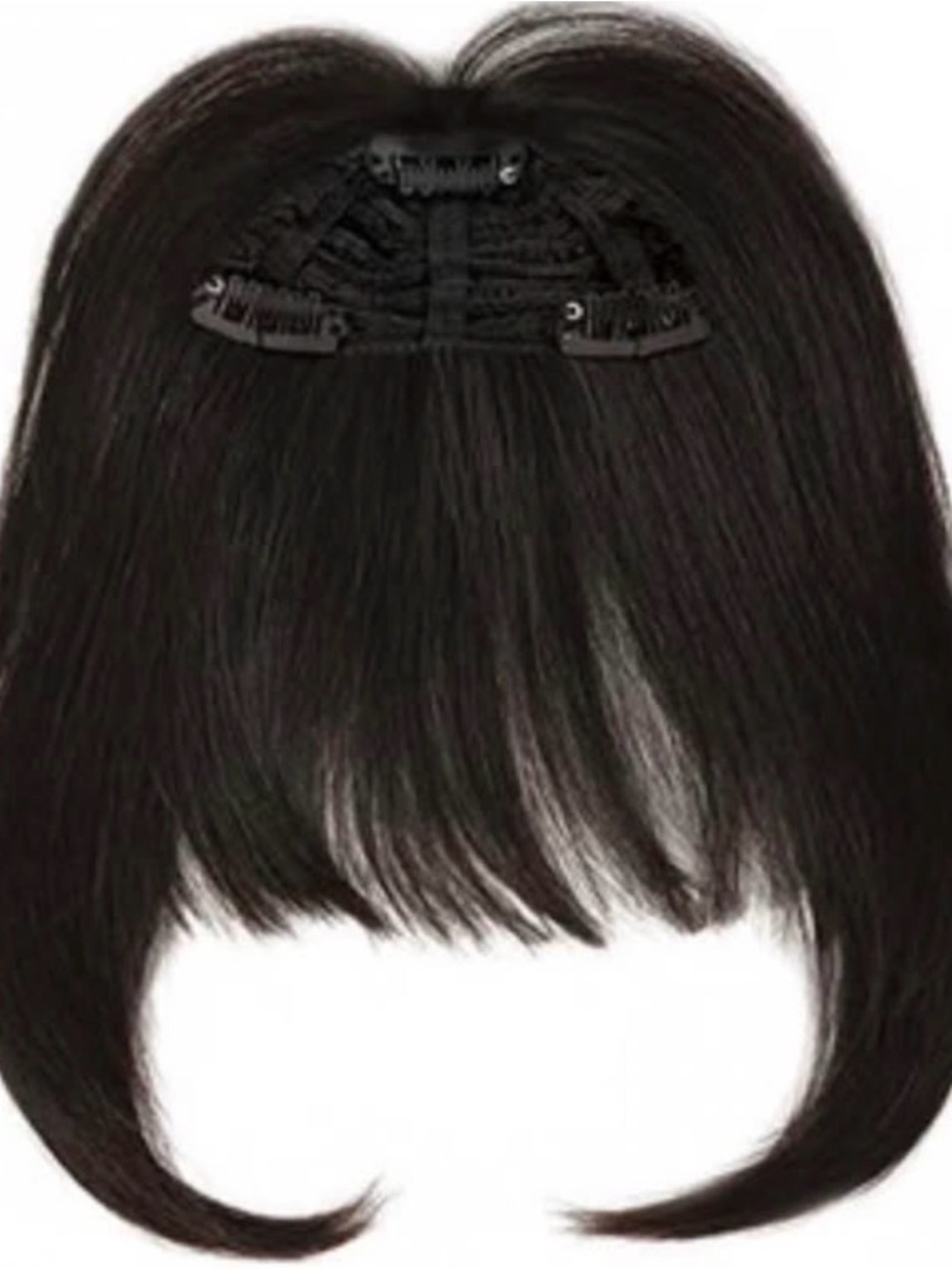 Clip-In Straight Fringe Bangs - Dark Brown Natural Black LIKE NEW
